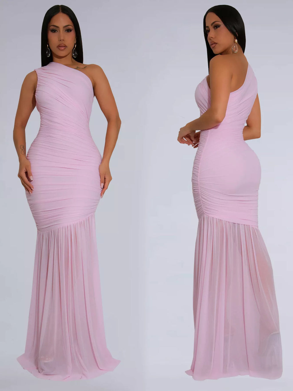 One-shoulder Ruched Bodycon Maxi Dress (11)