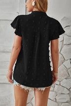 Swiss Dot Notched Cap Sleeve T-shirt (12)