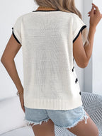 Cable-knit Striped Round Neck Knit Top (5)