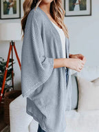 Full Size Open Front Waffle Knit Cardigan Plus (30)