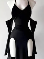 Halter Neck High-slit Bodycon Dress (8)