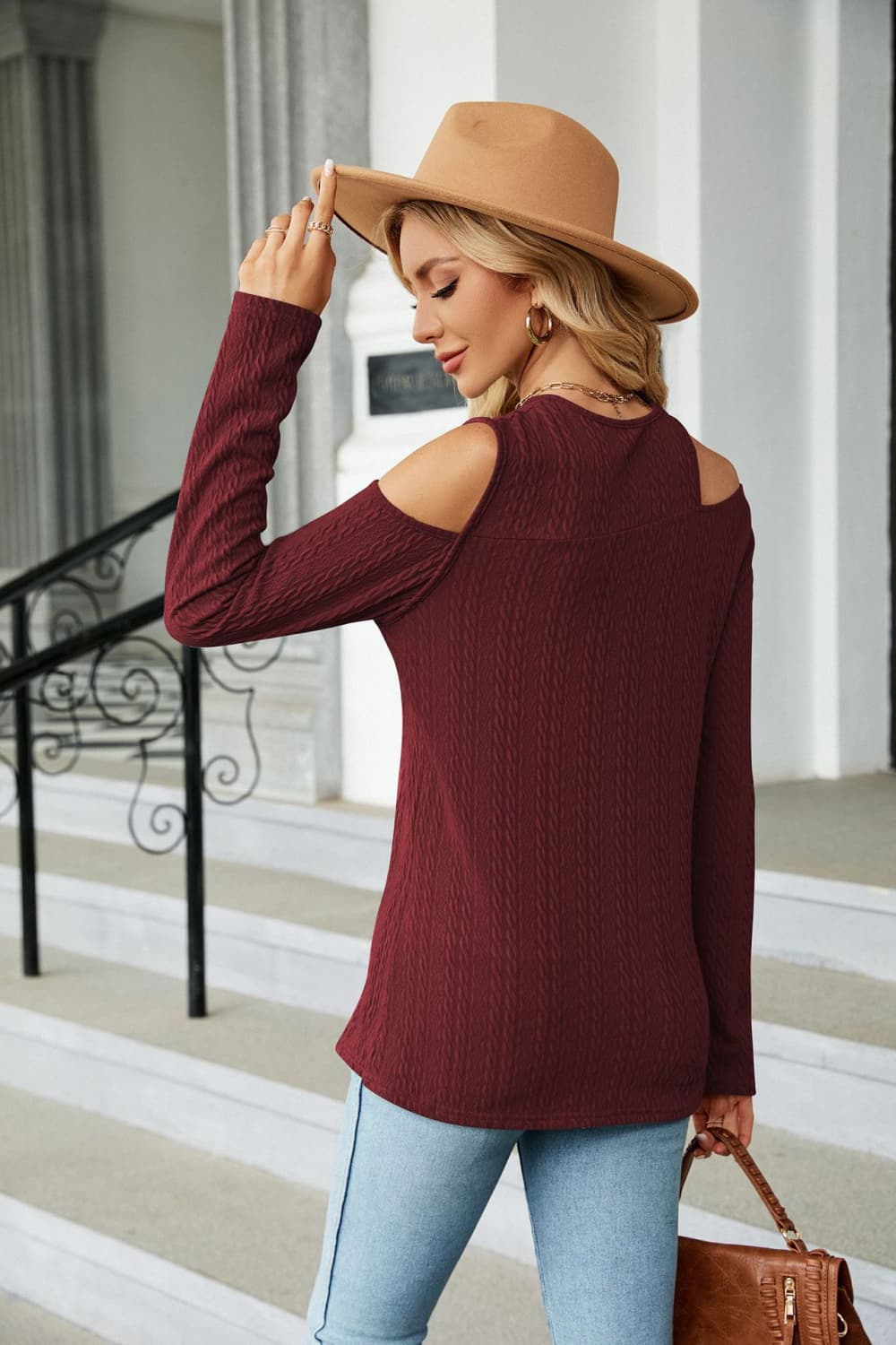Dropped Shoulder Long Sleeve Blouse (18)