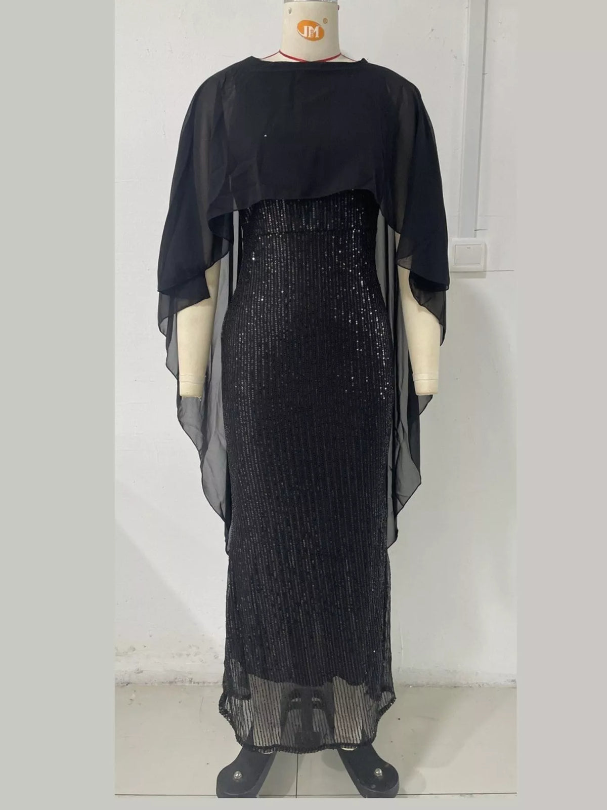 Sequin Cape Overlay Evening Dress (12)