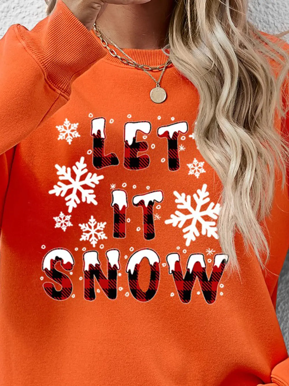 Let It Snow Round Neck Long Sleeve Sweatshirt (23)