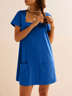 Square Neck Short Sleeve Mini Tee Dress (10)