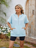 Half Zip Short Sleeve Hooded Top (5)