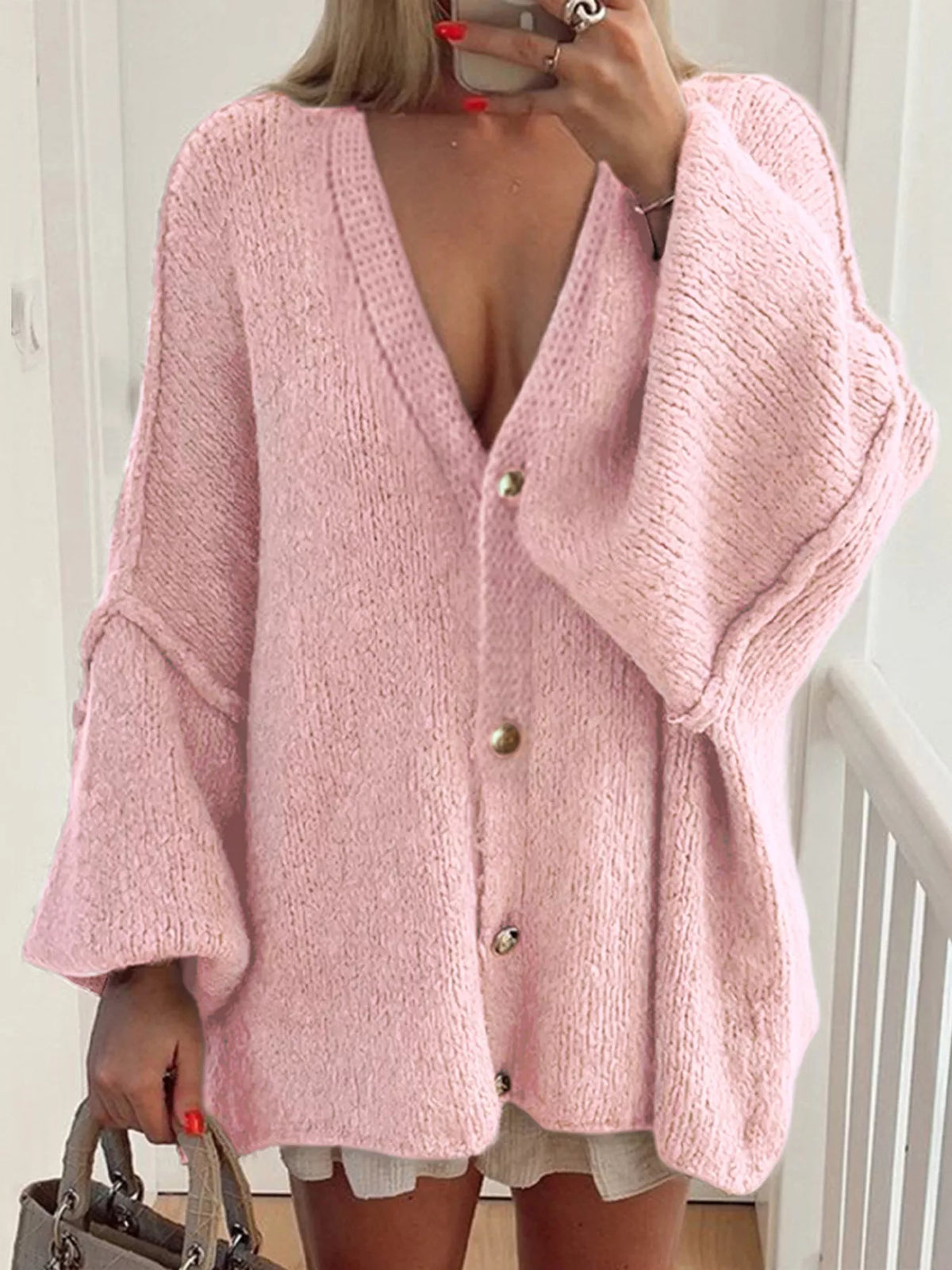 Oversized Knit Button Up Cardigan (2)