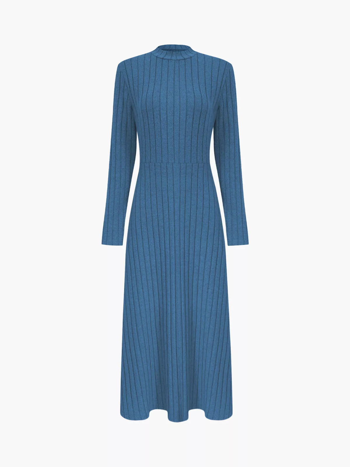 Ribbed Knit Long Sleeve Midi Dress (5)