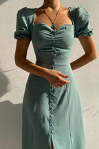 Sweetheart Neck Short Sleeve Dress (16)