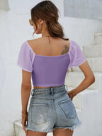 Drawstring Short Sleeve Crop Top (30)