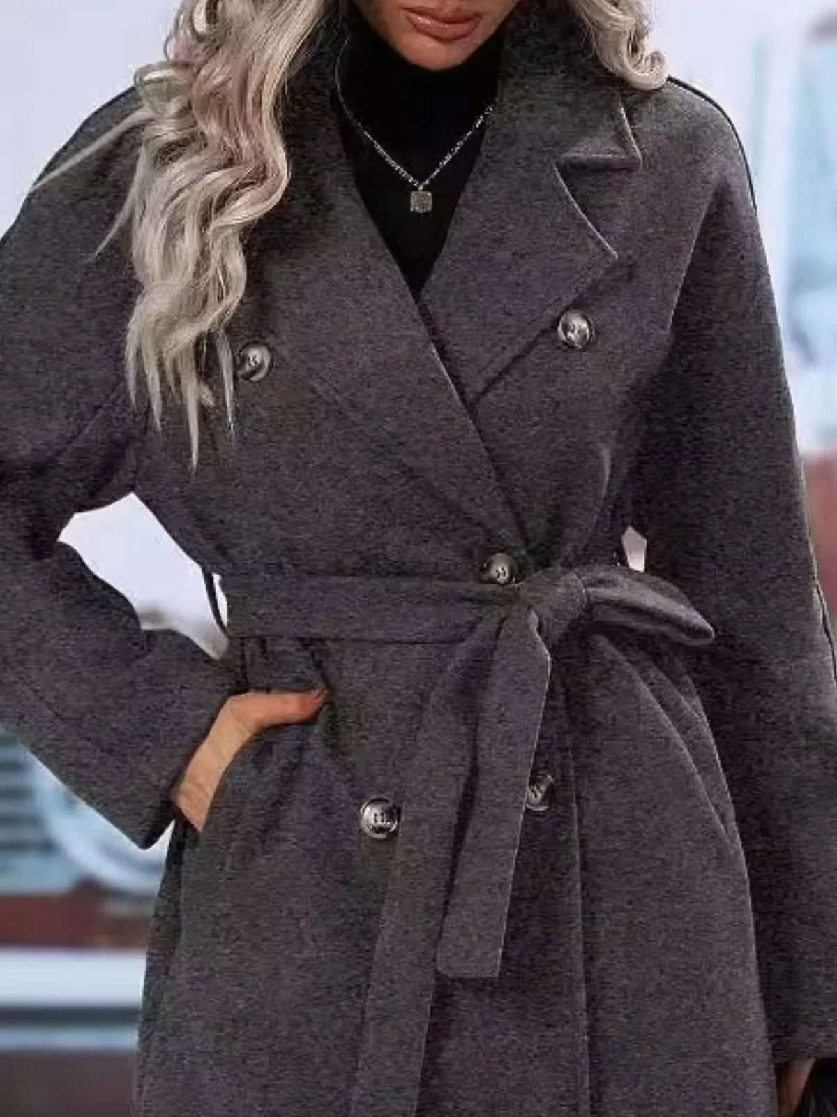 Double-breasted Lapel Collar Overcoat (26)