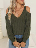 Cable-knit Cold Shoulder Sweater