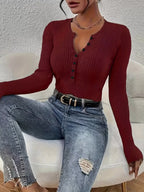 Ribbed Knit Button Front Top (7)