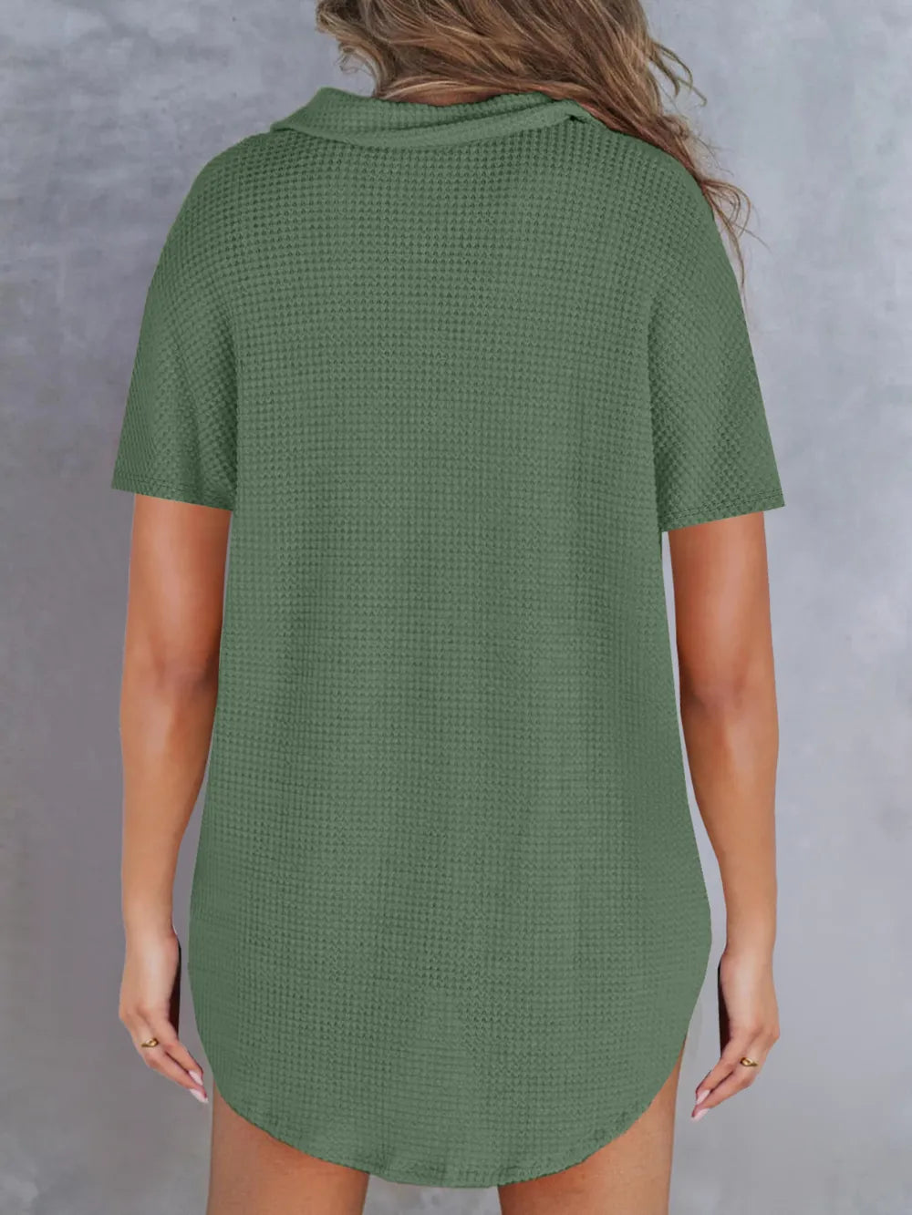 Waffle-knit Short Sleeve Polo Shirt (2)