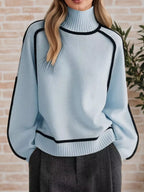 Contrast Trim Turtleneck Sweater (15)