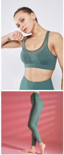 Sports Bra Shockproof Yoga Vest variant CJYDYDYD00748-Green set-L