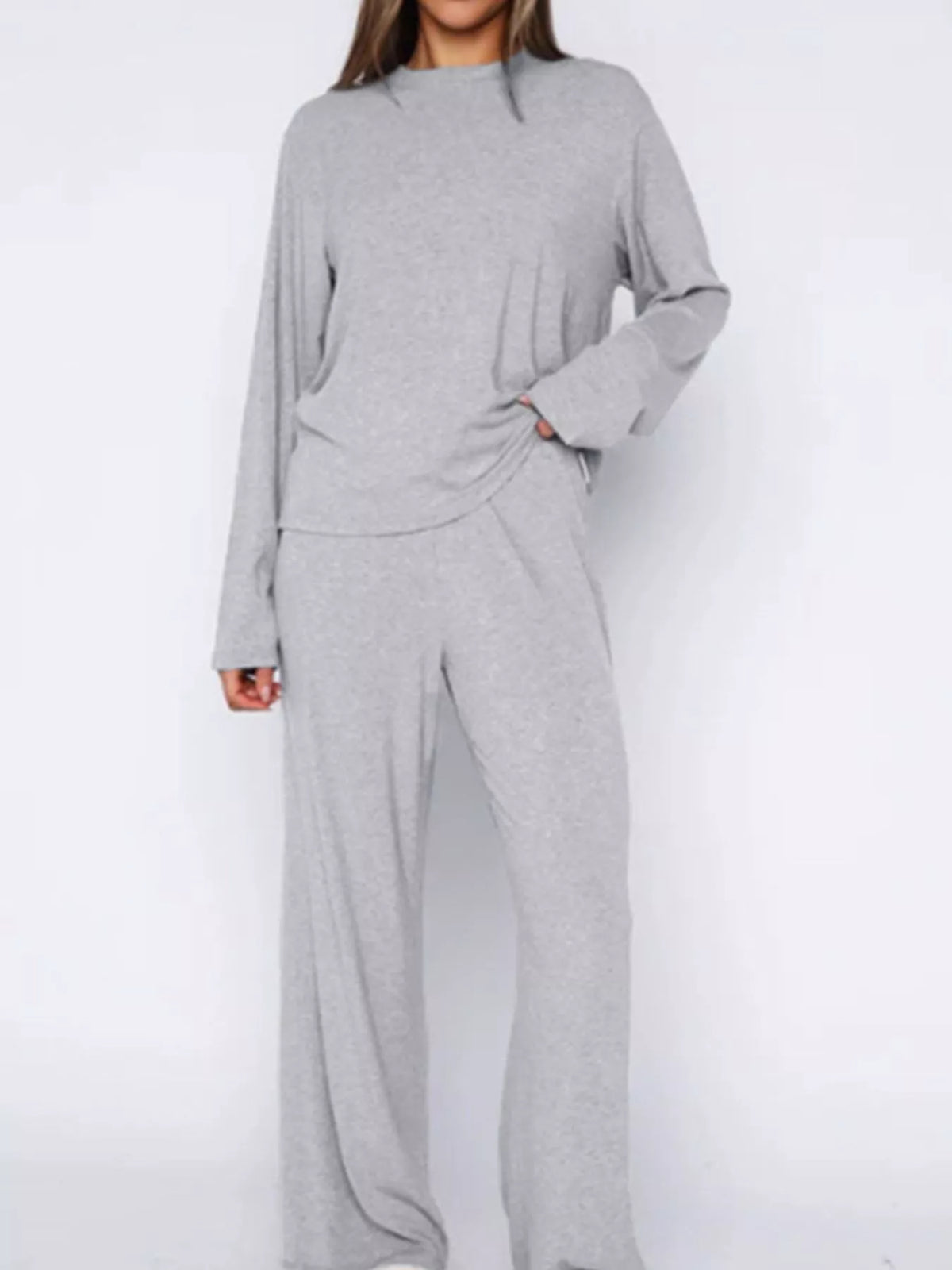 Relaxed Fit Long Sleeve Top Pants Set (7)