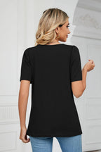 Square Neck Puff Sleeve T-shirt (15)