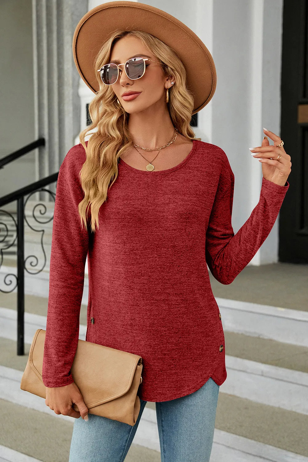 Round Neck Long Sleeve T-shirt (7)