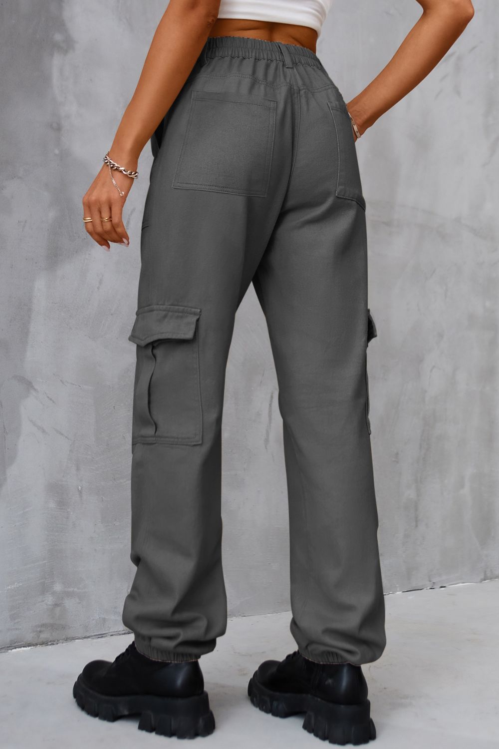 Buttoned High Waist Jeans Pockets (9)
