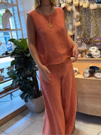 Full Size Round Neck Tank Pants Set Plus (2)