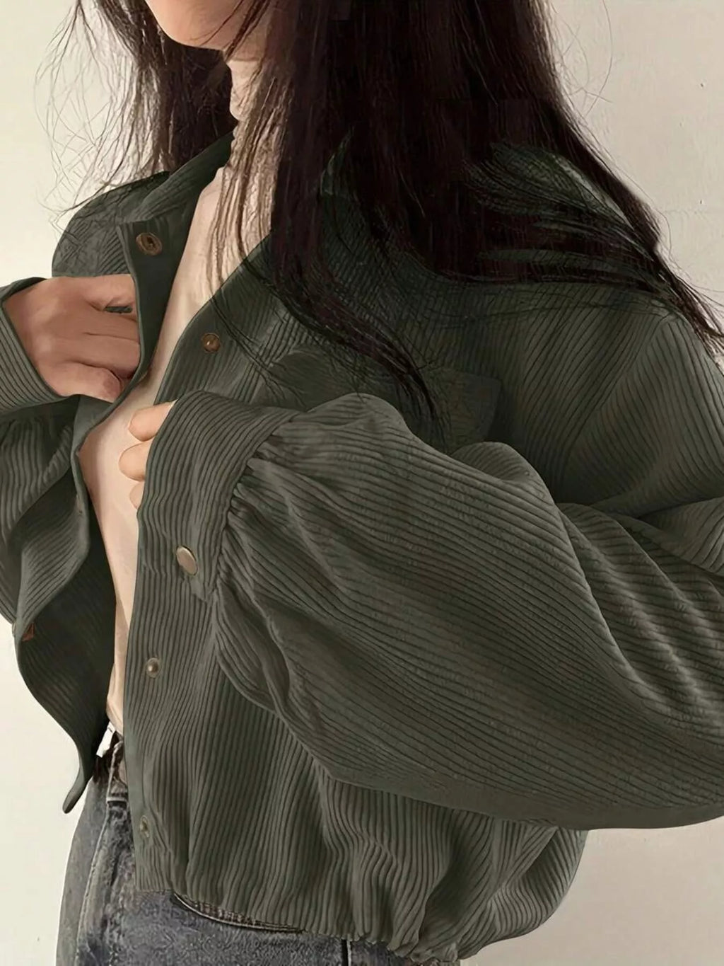 Corduroy Snap Down Cropped Jacket (8)