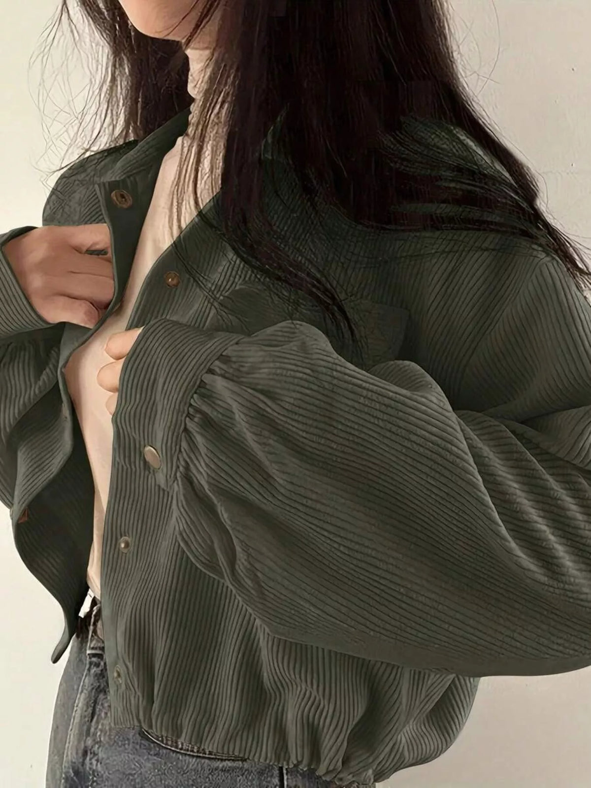 Corduroy Snap Down Cropped Jacket (8)