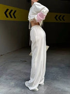 Zip Up Hoodie Wide-leg Pants Set (8)