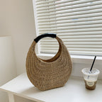Oval Simple Rattan Moon Handbag photo 3