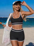 Contrast Trim Scoop Neck Swim Set (2)