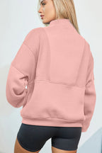 Half Zip Drop Shoulder Long Sleeve Sweatshirt (5)