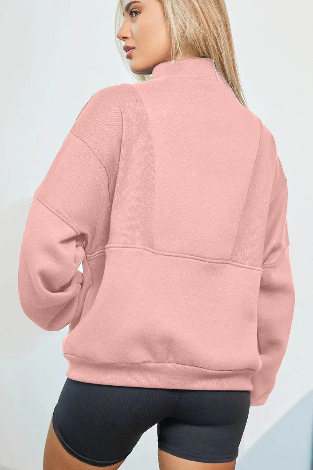 Half Zip Drop Shoulder Long Sleeve Sweatshirt (5)