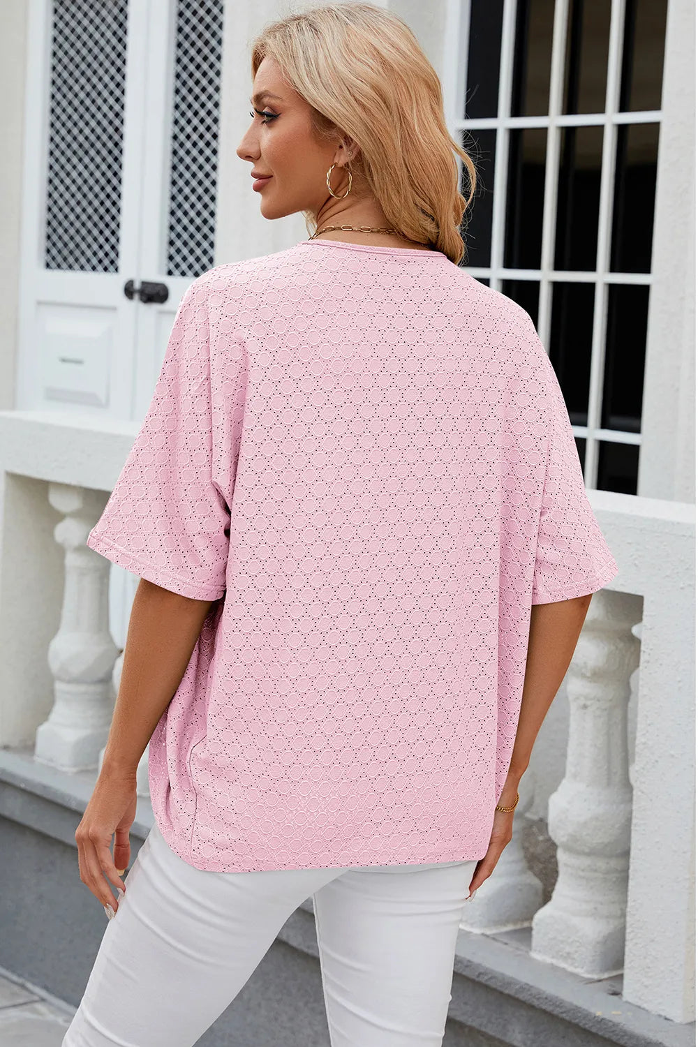 Eyelet Open Front Half Sleeve Cardigan (16)