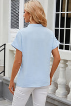 Notched Short Sleeve Blouse (20)