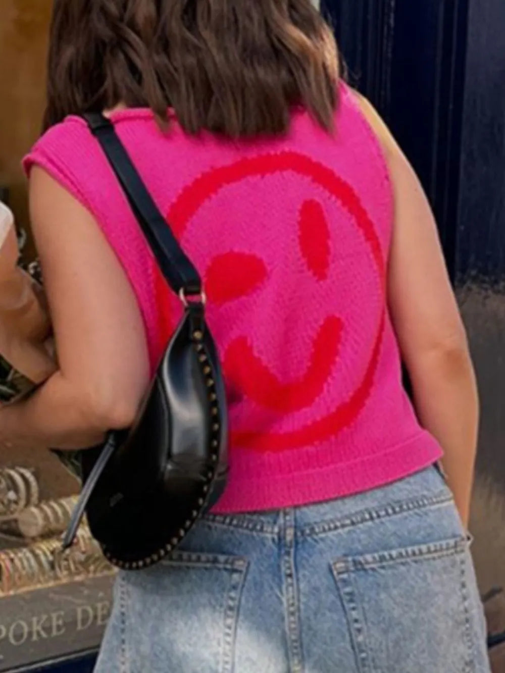 Smiley Round Neck Sweater Vest (19)