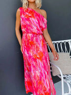 One Shoulder Printed Dress Slit (14)