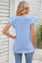 Eyelet Square Neck Cap Sleeve Blouse (2)