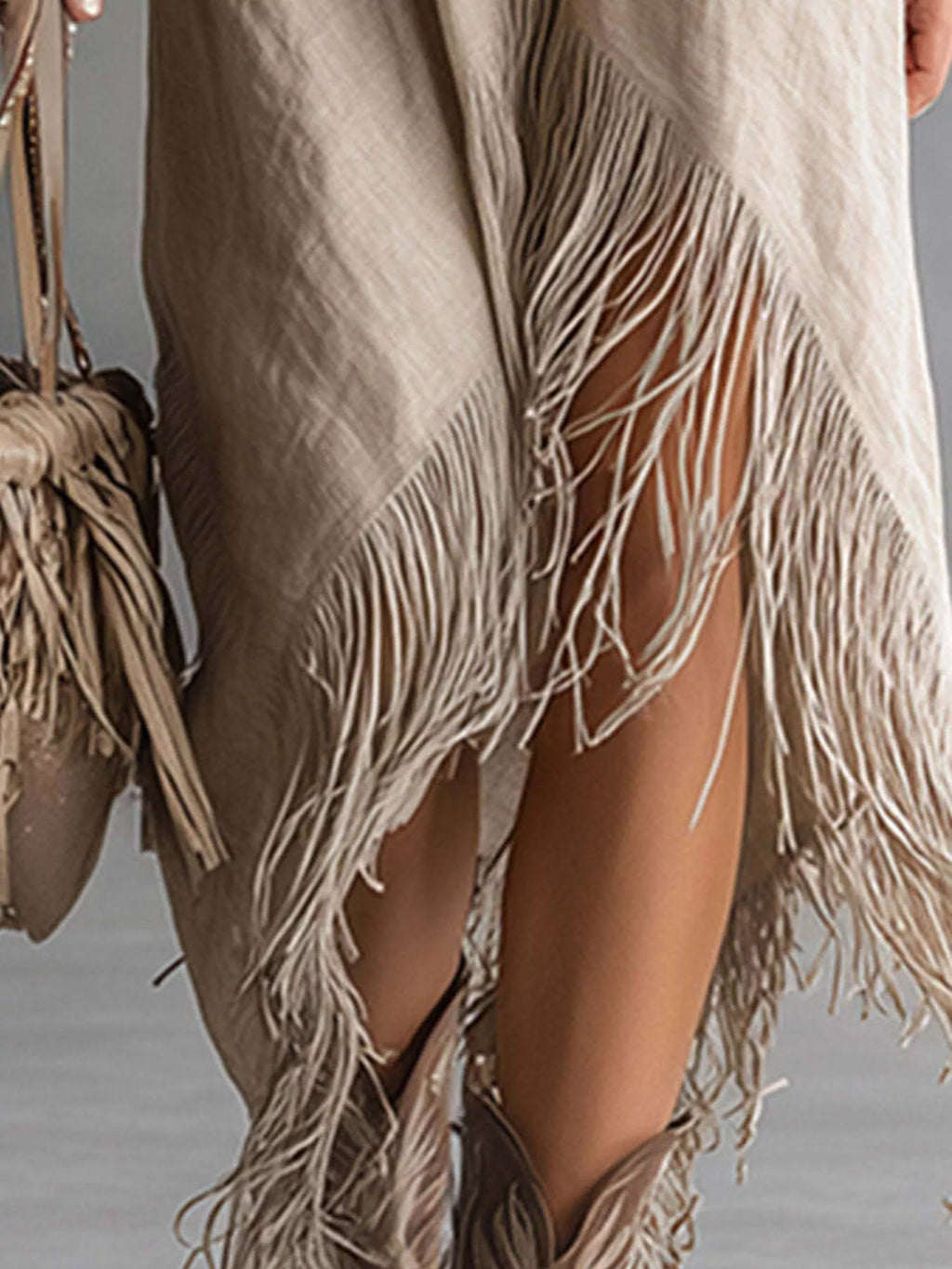 Fringe Hem Zip-up Shirt Dress (9)