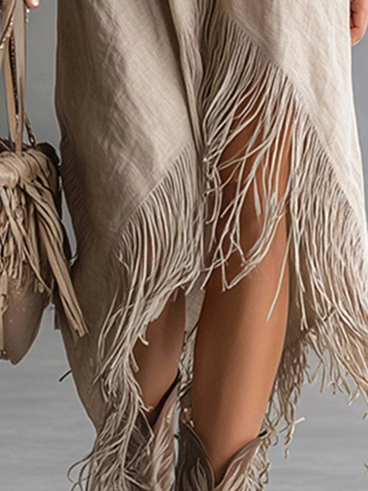 Fringe Hem Zip-up Shirt Dress (9)