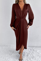 Satin Balloon Sleeve Midi Dress (21)