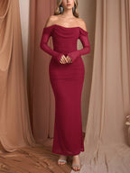 Off-shoulder Ruched Mermaid Maxi Dress (19)