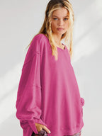 Slit Round Neck Dropped Shoulder T-shirt (14)