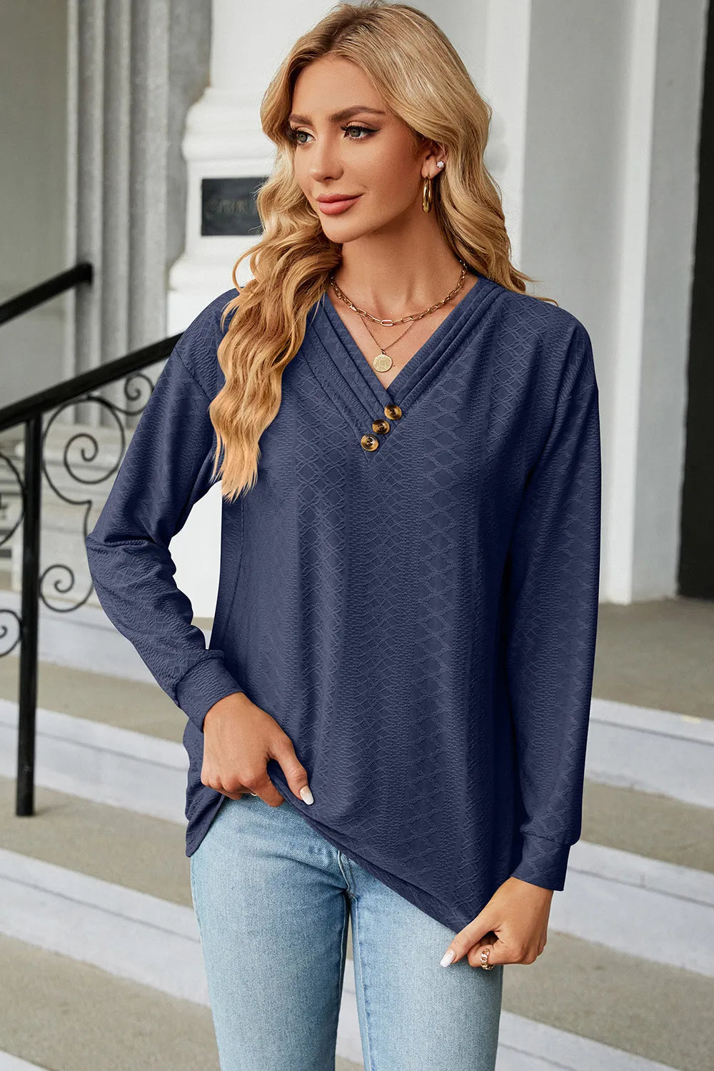 V-neck Long Sleeve T-shirt
