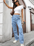 High Waisted Cargo Pocket Jeans (5)