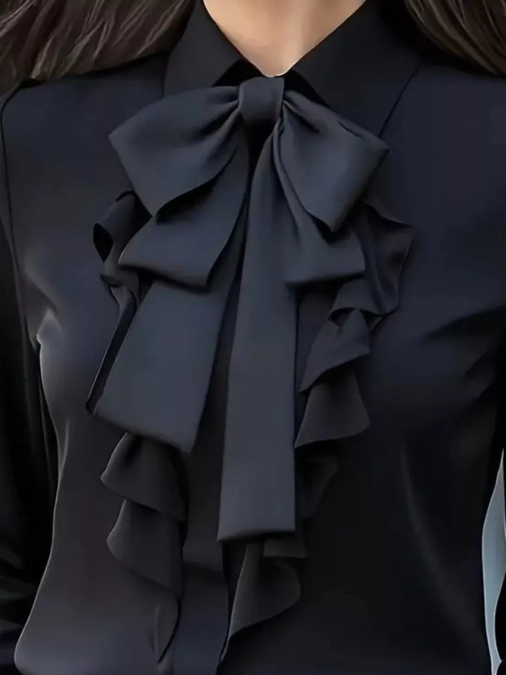 Ruffled Tie Front Long Sleeve Blouse (2)