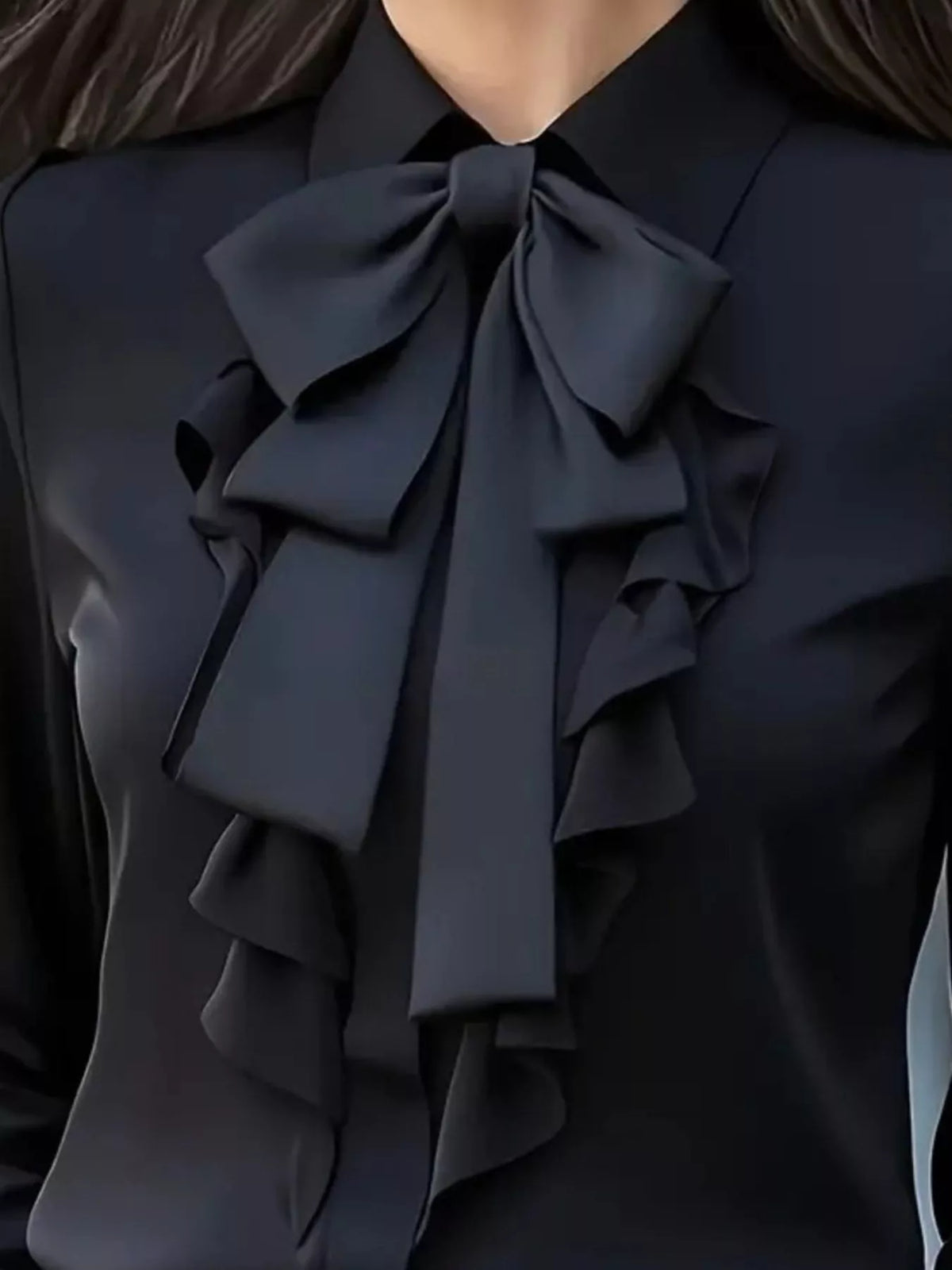 Ruffled Tie Front Long Sleeve Blouse (2)