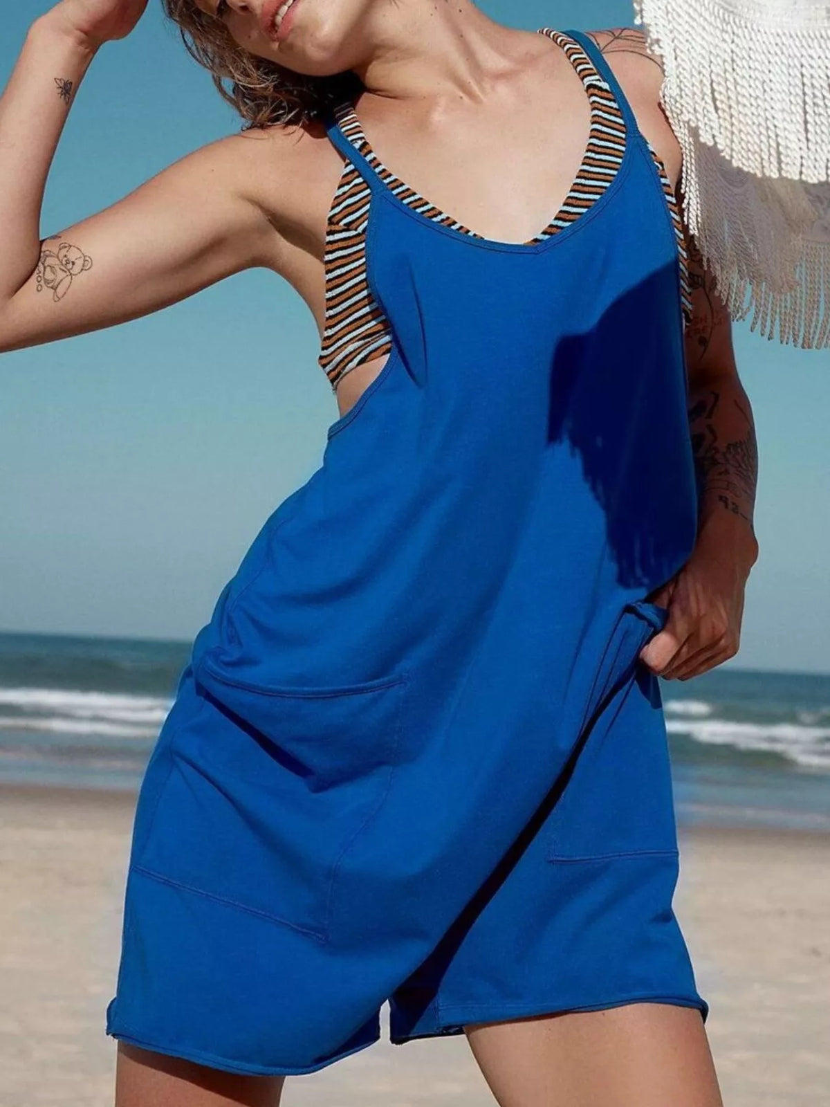 Spaghetti Strap Romper Pockets (26)