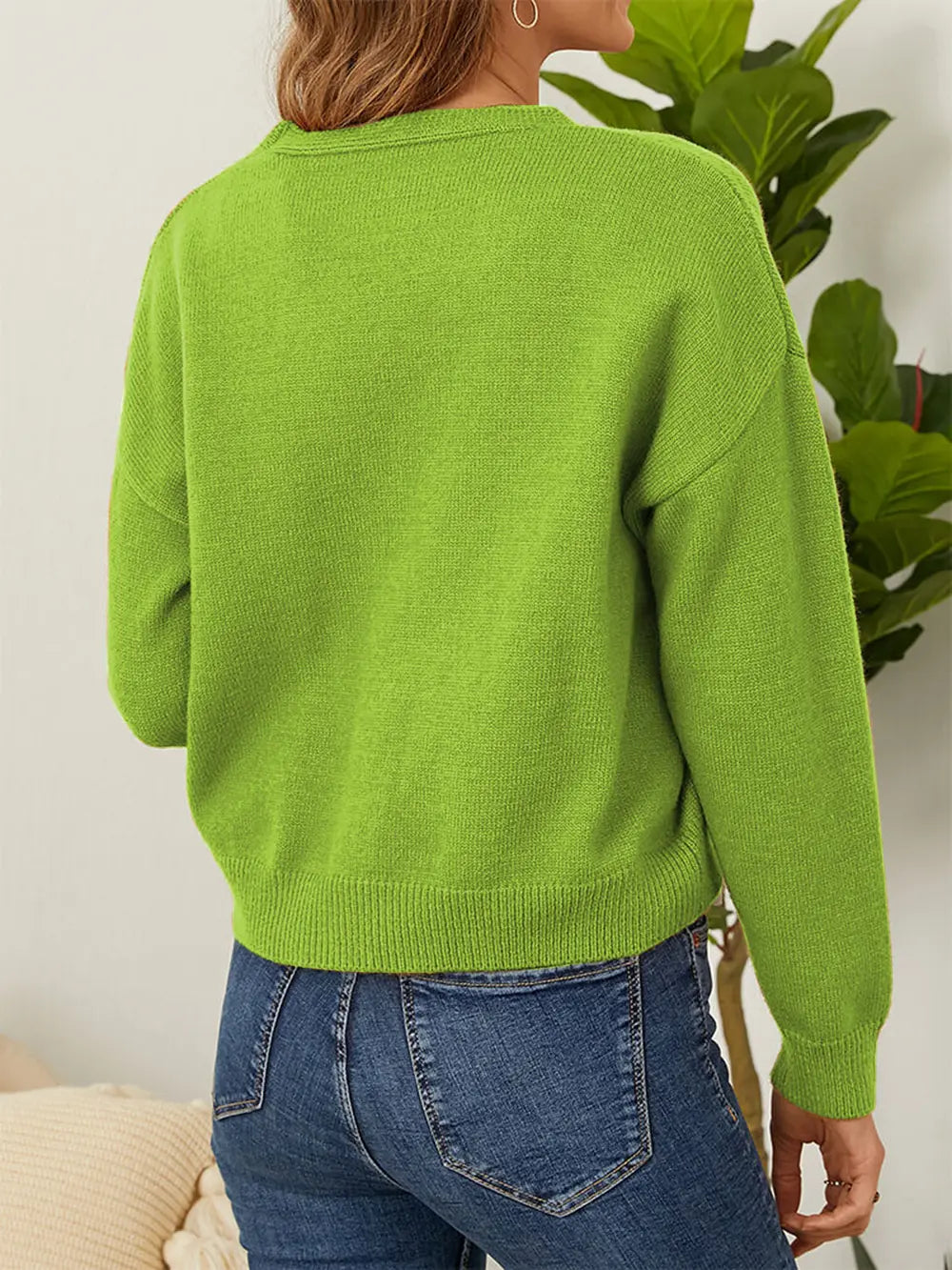 Flower Button Front Dropped Shoulder Cardigan (2)