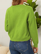 Flower Button Front Dropped Shoulder Cardigan (2)
