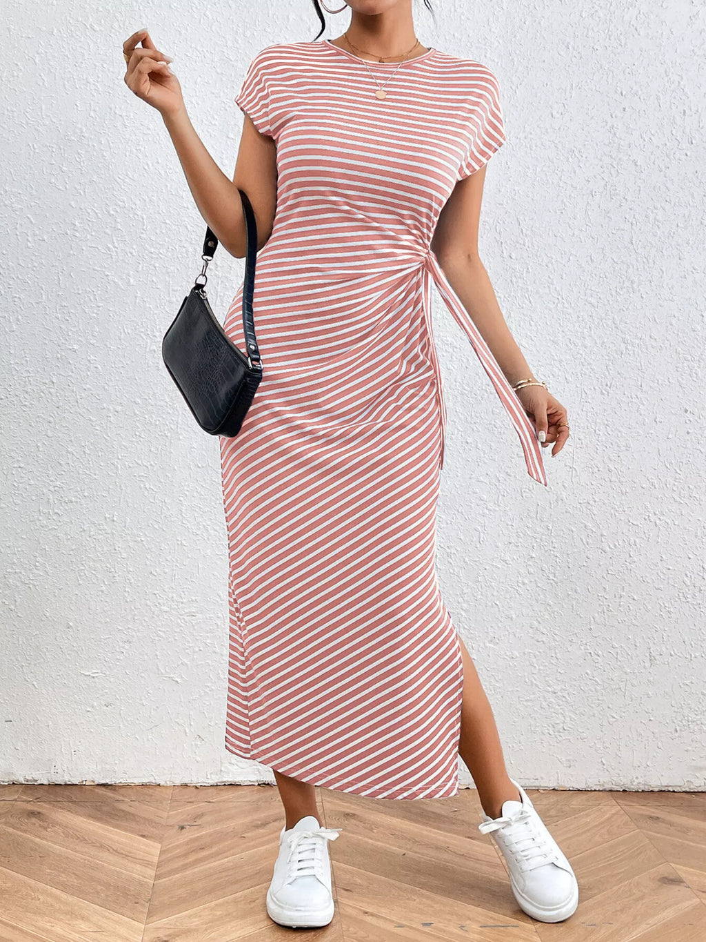 Striped Tie-waist Midi Dress (9)